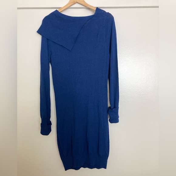 NWT BCBGMaxAzaria Blue Sahana sweater midi dress Large L - Picture 3 of 6